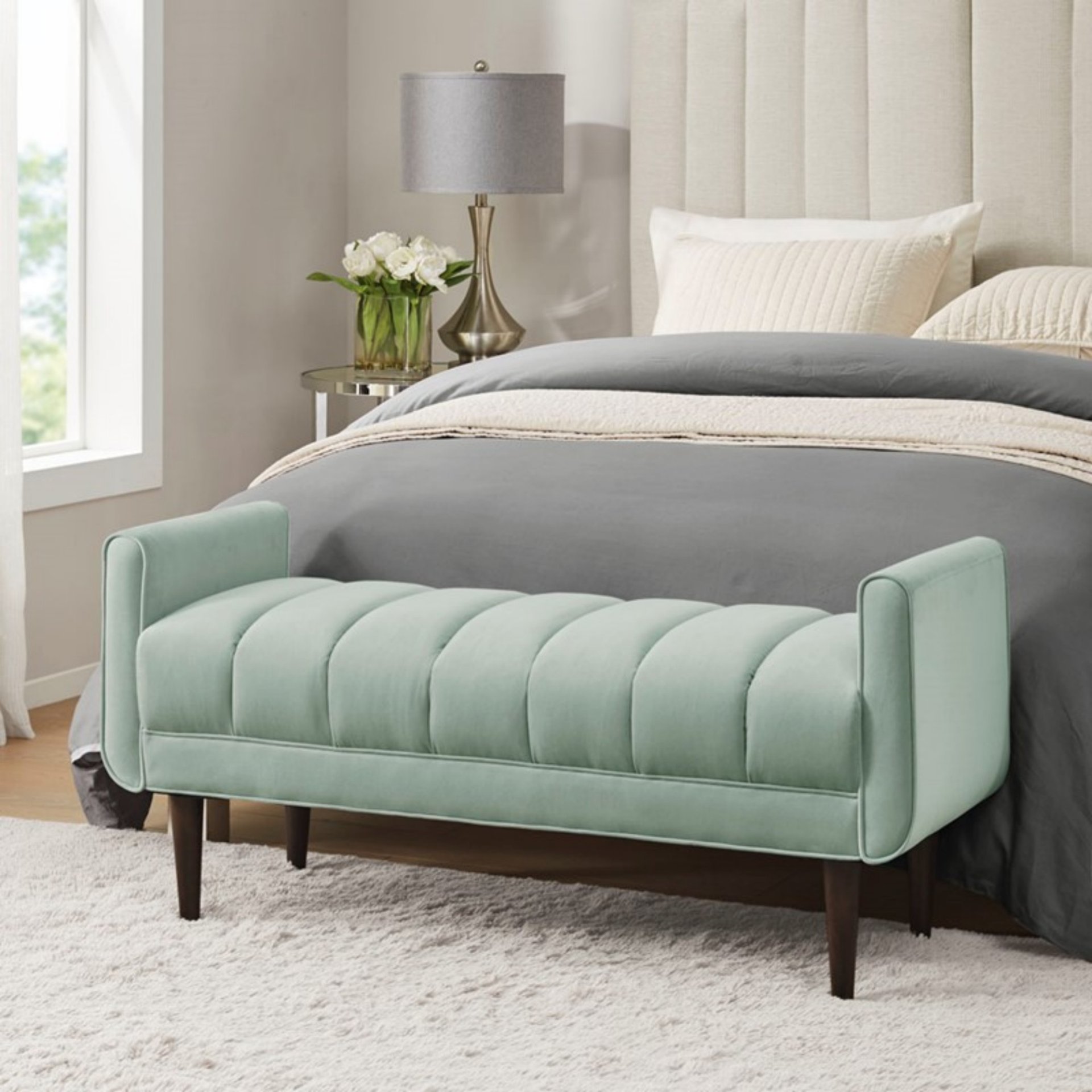 Linea - Upholstered Accent Bench - Seafoam - Image 5