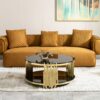 Double Layer Tempered Glass Top Stainless Steel Round Coffee Table For Living Room - Gold / Black - Image 4