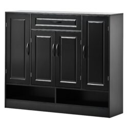 Sleek And Modern Shoe Cabinet With Adjustable Shelves, Space Saving Design Side Board For Various Sizes Of Items - Black