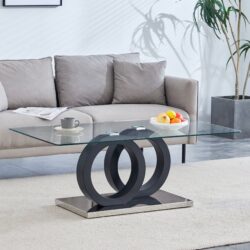 Modern Style Glass Top Coffee Table, Suitable For Living Rooms And Lounge Areas - Black