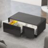 Modern Smart Coffee Table With Built-In Fridge - Bluetooth Speaker, Wireless Charging, Touch Control Panel, USB Interface, Outlet Protection, Atmosphere Light - Black - Image 4