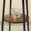 3 Piece Round Dining Table, Two-Level Small Dining Table With Storage, Bar Table, Two Upholstered Bar Chairs With Backrest - Antique Brown / Black - Image 6