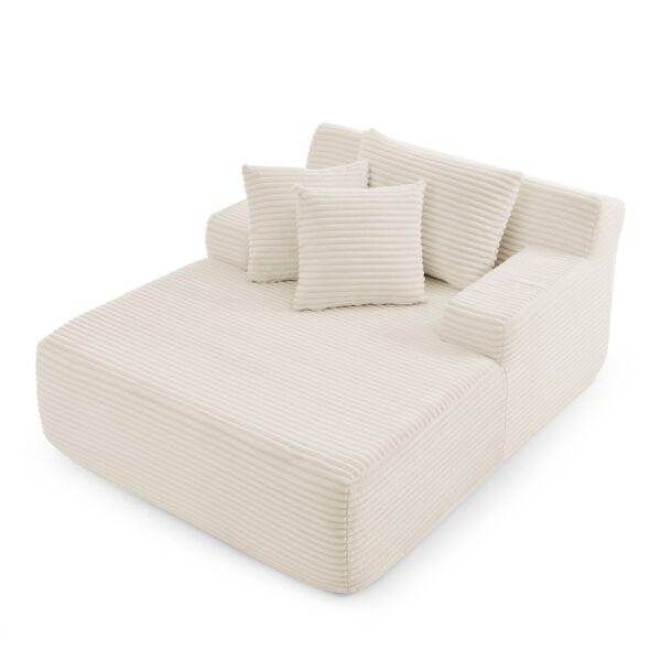 Modern Fluffy Velvet Single Lazy Sofa Lounge Chair For Living Rooms And Bedrooms - Beige