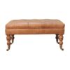 Buffalo - Leather Ottoman With Castor Legs - Tan - Image 10