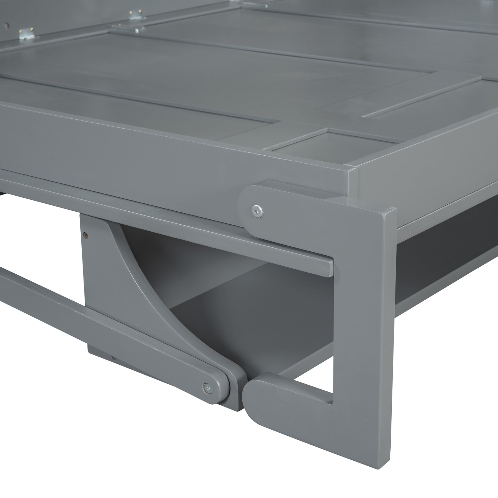 Full Size Murphy Bed With Hydraulic Lift & Desk Design - Gray - Image 11