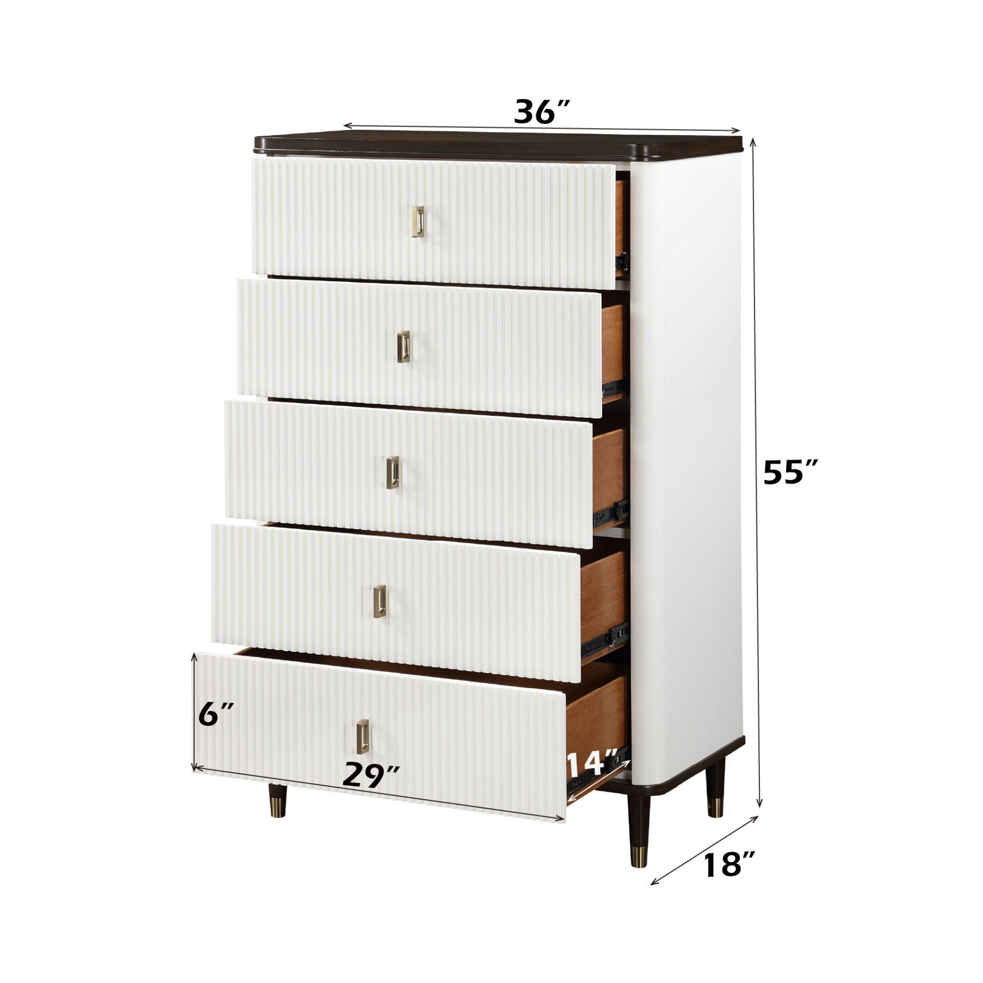 Carena - 5 Piece Bedroom Set (Eastern King Dresser Chest Mirror Nightstand) - Brown / Light Gray / White - Image 2
