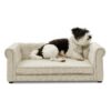 Modern Elegant Rectangle Pet Bed, Durable Elevated Dog Sofa - Beige - Image 10