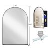Arched Recessed Medicine Cabinet, Metal Framed Bathroom Wall Cabinet With Mirror And Adjustable Shelves, Wall Mirror With Storage For Bathroom - Matte Black - Image 11