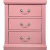 Louis Phillipe - 3 Drawer Nightstand - Pink - Image 2