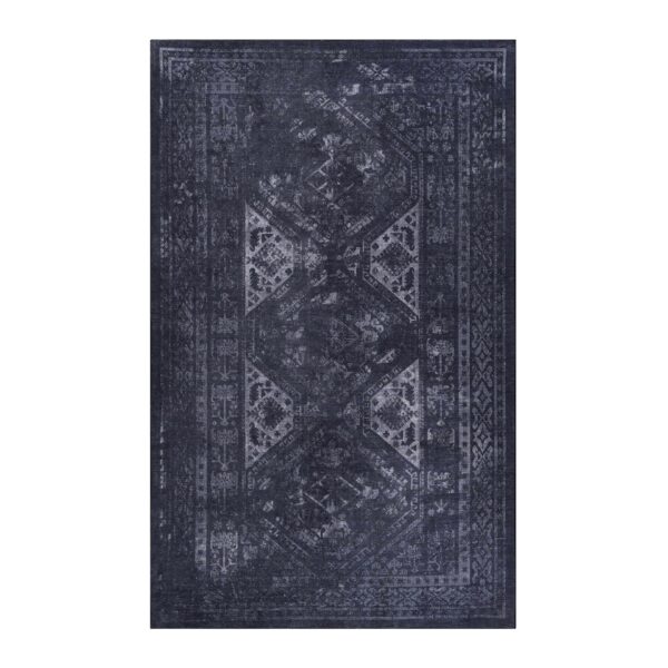 Maval - 2' X 3' Washable Area Rug - Black / Gray