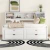 Full Size Daybed With 2 Bedside Cabinets, Upper Shelves And 4 Drawers - White - Image 12