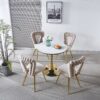 Modern Chair With Iron Tube Legs, Soft Cushions And Comfortable Backrest, Suitable For Dining Room, Living Room, Cafe, Hairball Back (Set of 4) - White / Gold - Image 5