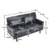 Mid Century Modern Loveseat Sofa, 2 Seater With USB & Removable Pillow Cover - Black - Image 3