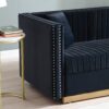 Contemporary Vertical Channel Tufted Sofa Modern Upholstered Couch For Living Room With 2 Pillows - Black - Image 6