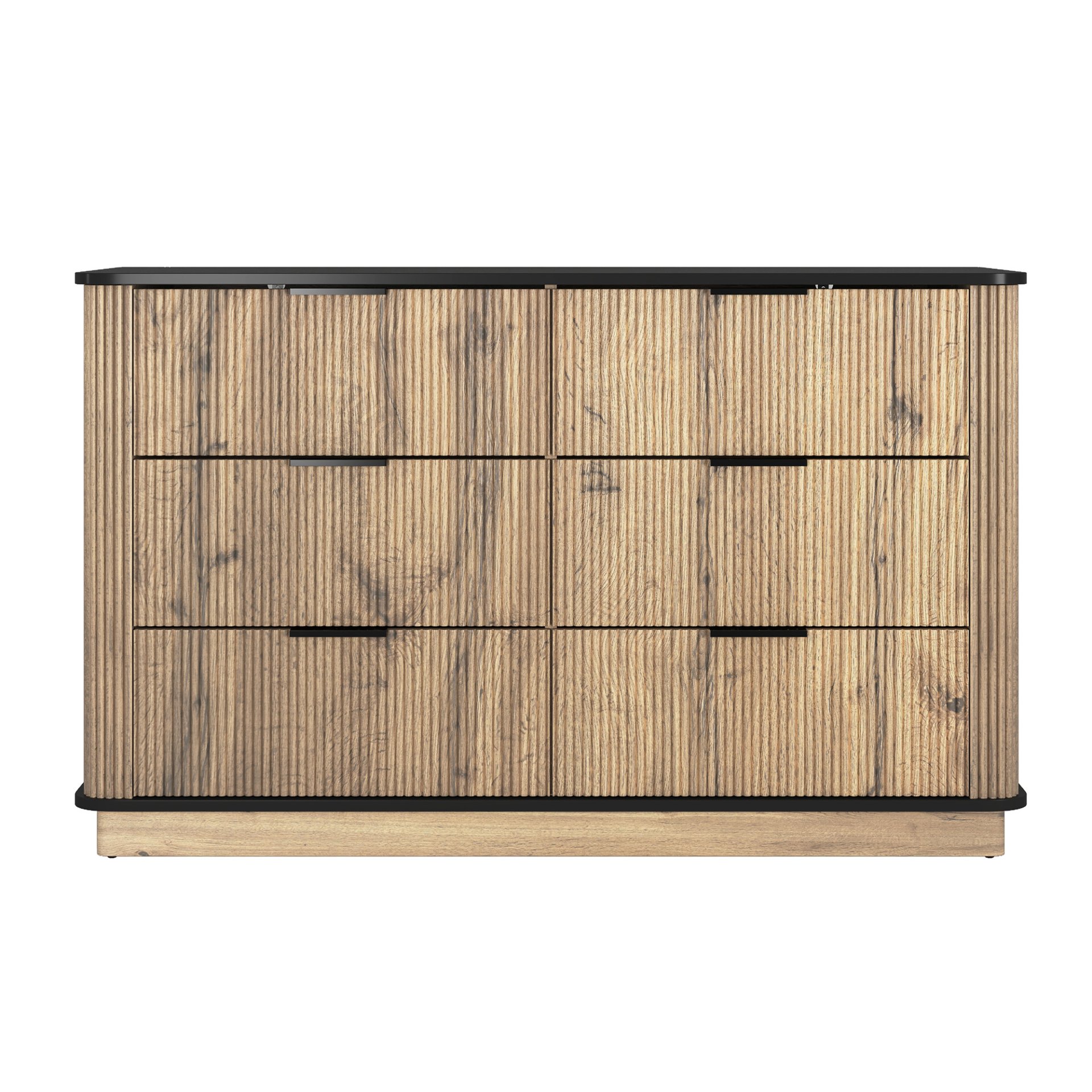 Modern 6 Drawer Cabinet With Metal Rounded Corners And Exquisite Handles Multi Functional Storage - Natural Wood - Image 20