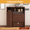 Multifunctional Folding Dining Table With Wall Mounted Sideboard & Storage - Walnut - Image 10