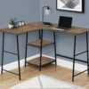 Computer Desk, Home Office, Corner, Storage Shelves, L-Shape, Work, Laptop, Contemporary, Modern - Brown - Image 3