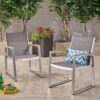 Poetic - Outdoor Dining Chair With Faux Wood Arms And Aluminum Frame (Set of 2) - Gray - Image 2