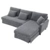 Modern L-Shaped Corduroy Sofa With Reversible Chaise, 4 Seat Upholstered Sectional Indoor Furniture, Convertible Sleeper Couch With Pillows - Gray - Image 9