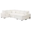 Sectional Sofa Pull-Out Sofa Bed Sleeper With A Storage Ottoman, Three Pillows And Charging Devices For Living Room - Cream - Image 16
