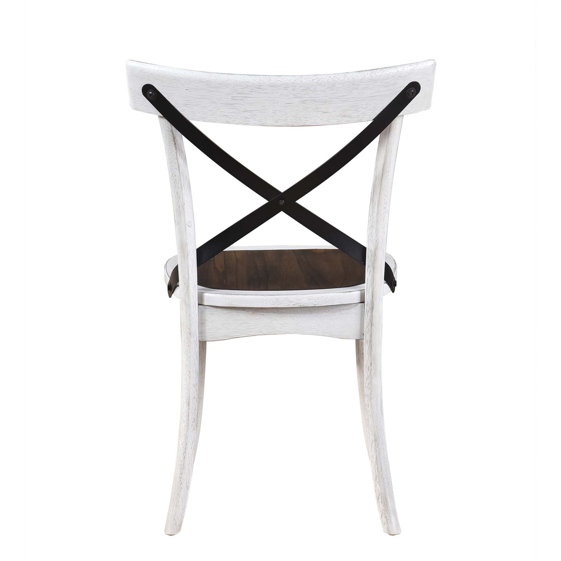 2 Pieces Set Dining Side Chair Rustic Modern Farmhouse Design Retro Design With Metal X Design - Antique Dark Oak / Antique White - Image 5