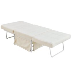 Modern Convertible Sofa Bed 4 In 1 Folding Ottoman Sleeper With Adjustable Backrest - White