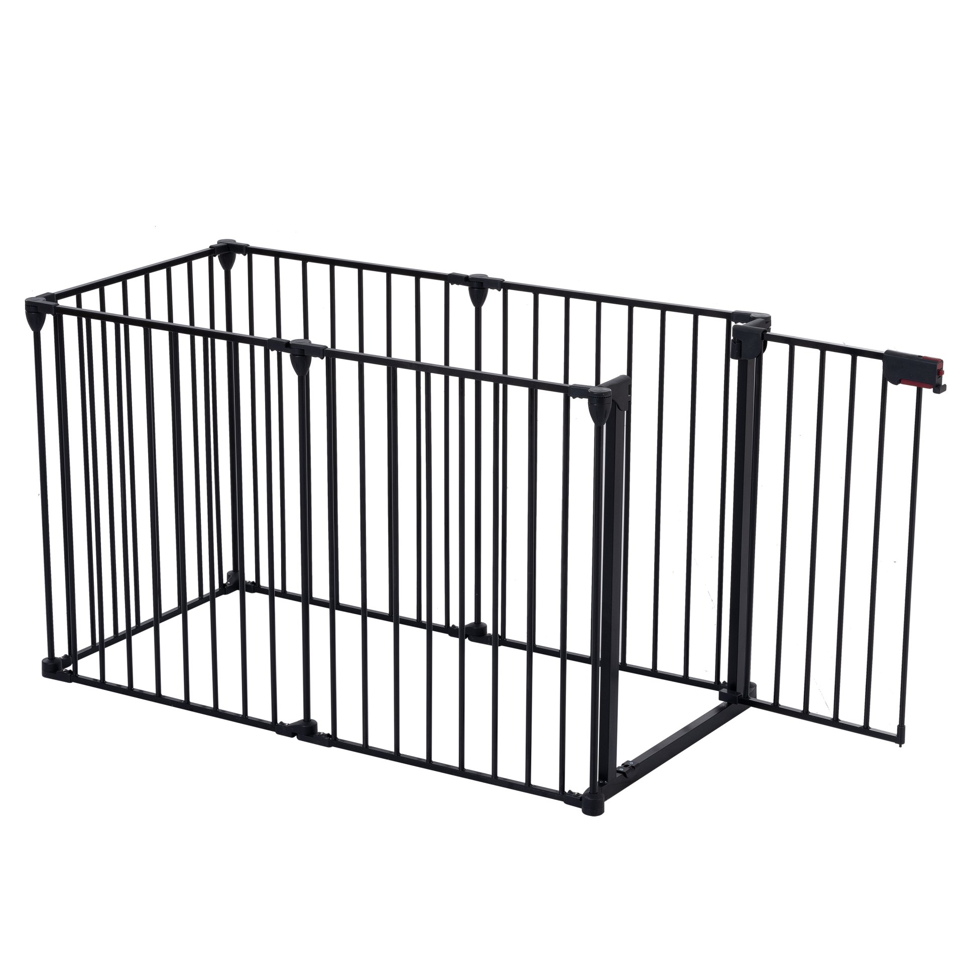 Adjustable Safety Gate 6 Panels Play Yard Metal Doorways Fireplace Fence Christmas Tree Fence Gate For House Stairs Gate Prohibited Area Fence - Black - Image 9