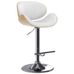 Marana - Bentwood Adjustable Swivel Bar Stool - White / Light Brown