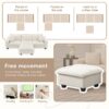 Modern Convertible Sectional L Shaped Reversible Couch Set With Free Pillows 4 Seat Suede Sleeper Sofa With Ottoman - Beige - Image 21
