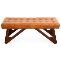 Mia - Bench With Buttons - Brown / Rustic