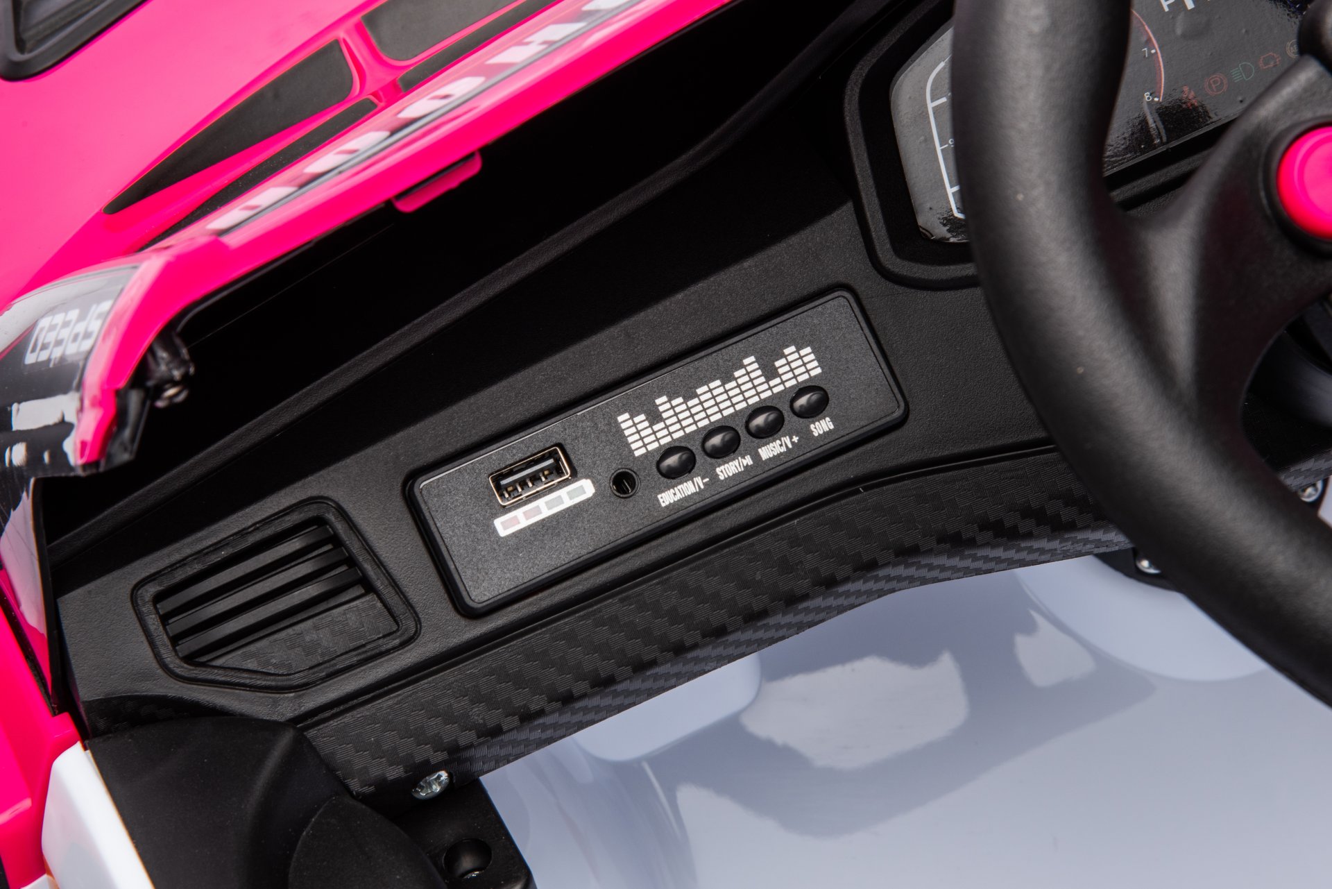 12V4A 20W*2 One Button Start, Forward And Backward, High And Low Speed, Music, Front Light, Power Display, Two Doors Can Open, 2.4G R / C, Seat Belt Four Wheel Absorber Kids Ride On Car - Pink - Image 18