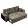 Reversible Sleeper Sectional Sofa Bed With Side Shelf And 2 Stools, Pull-Out L-Shaped Sofa Bed, Corner Sofa-Bed With Storage Chaise Left / Right Hande For Living Room - Knox Charcoal - Image 16