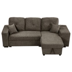 Reversible Sleeper Sectional Sofa Bed With Side Shelf And 2 Stools, Pull-Out L-Shaped Sofa Bed, Corner Sofa-Bed With Storage Chaise Left / Right Hande For Living Room - Knox Charcoal