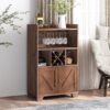 Farmhouse Style Monita Wine Cabinet With Storage Space - Walnut - Image 2