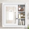 Bathroom Medicine Cabinet With Mirror, Wall Mounted Mirror Cabinet With Storage Organizer, Over The Toilet Storage White Storage Cabinet For Bathroom - White - Image 15