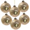 Christmas Ball Ornaments, Decorative Hanging Ball Christmas Tree Ornaments For Holiday Party Decorations (Set of 6) - Gold - Image 2