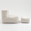 Fluffy Bean Bag Chair, Comfortable Bean Bag For Adults And Children, Super Soft Lazy Sofa Chair With Memory Foam And Ottoman, Indoor Modern Focus Bean Bag Chair For Living Room, Bedroom, Apartment - White - Image 19