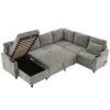Sectional Sofa Versatile Sofa Bed Sofa Sleeper U - Shaped Sofa With Ample Storage Space, 2 Cup Holders And Charging Ports For Living Room - Light Gray - Image 18