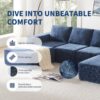 Modular U Shaped Sectional With Ottomans, Luxury Cloud Floor Couch With Deep Seat Fully Compressed Upholstered Sofa - Navy - Image 21