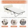 Twin Size Folding Ottoman Sleeper Bed With Mattress Convertible Guest Bed Chenille Upholstery - White - Image 7
