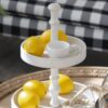 Two Tiered Round Wooden Tray - White - Image 6