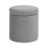 Brandy - Round Upholstered Storage Ottoman With Leather Accent - Gray - Image 4