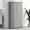 Wide Bathroom Storage Cabinet, Freestanding Storage Cabinet With Two Drawers And Adjustable Shelf, MDF Board With Painted Finish - Gray - Image 22