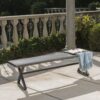 Modern Outdoor Aluminum Dining Bench With Steel Frame - Gray / Black - Image 2