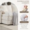 Modular Sectional With Deep And Wide Seat, L Shaped Cloud Couch Set With Double Cushions 4 Seat Sofa With Movable Ottoman Oversized - Cream - Image 8