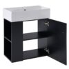 Modern Floating Bathroom Vanity With Ceramic Basin, Perfect For Small Bathrooms, Left Side Storage - Black - Image 16