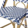 Outdoor Rattan French Barstool Set,, Bamboo, Seat Height - Navy Blue / White - Image 12
