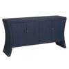 Refined Industrial 4 Door Credenza With Wooden Arc Legs & Bronze Clasps, Advanced Storage Design - Navy Blue - Image 9