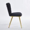 Modern Chair With Golden Iron Tube Legs - Black Soft Cushions And Comfortable Backrest, Suitable For Dining Room, Living Room, Cafe, Hairball Back (Set of 2) - Black - Image 2