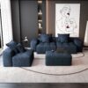 Modern Oversized Modular Sectional Sofa, Sparkling Chenille Soft Cushion Sofa With 6 Pillows, 6 Pieces Diy Combination Tufted Sofa, No Assembly Required - Blue - Image 13